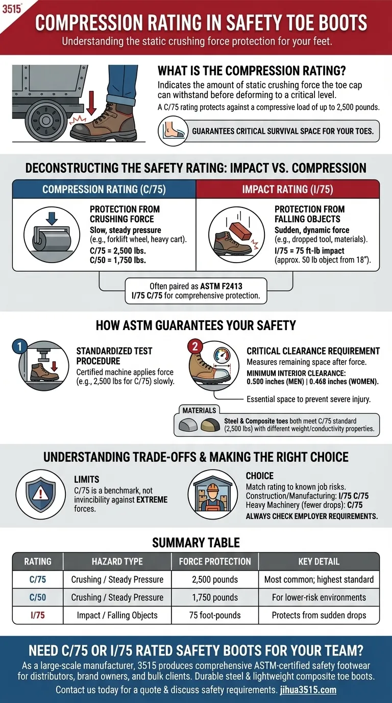 ¿Qué significa la clasificación de compresión en las botas con punta de seguridad? Su guía para la protección C/75 Guía Visual
