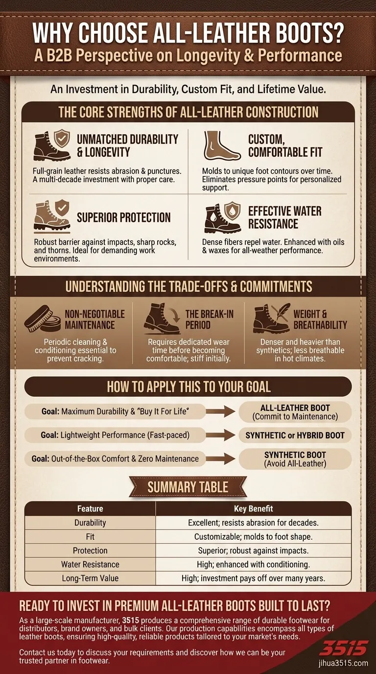 Pourquoi préférer des bottes entièrement en cuir à d'autres types ? Pour une durabilité inégalée et un ajustement personnalisé. Guide Visuel