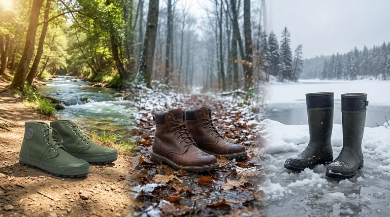 Quels types de chaussures sont suggérés pour différentes plages de températures ? Adaptez vos bottes au défi de l'humidité