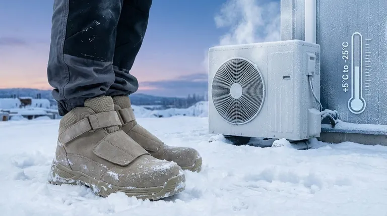 ما هو نطاق درجة الحرارة الذي يواجهه المستخدم في موقعه خلال فصل الشتاء؟ (+5 درجة مئوية إلى -25 درجة مئوية)