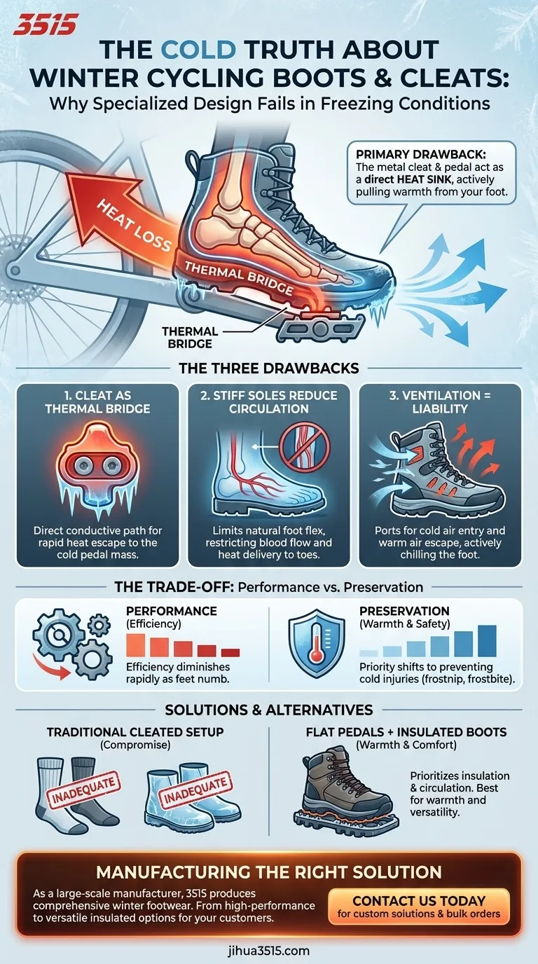 Quels sont les inconvénients de l'utilisation de chaussures de vélo spécifiques avec des crampons par temps froid ? Restez au chaud et en sécurité Guide Visuel