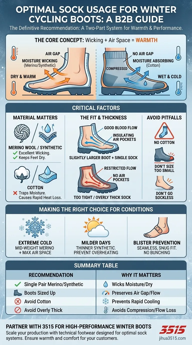 Quelles sont les recommandations pour l'utilisation de chaussettes avec des bottes de vélo d'hiver ? Maîtriser l'humidité et l'ajustement pour des pieds au chaud Guide Visuel