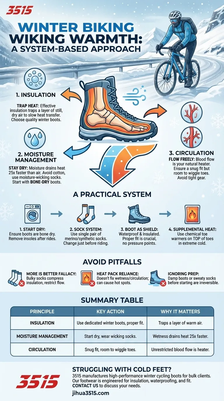 Quels sont les conseils pour maintenir la chaleur dans les bottes de vélo d'hiver ? Un système pour vaincre les pieds froids Guide Visuel