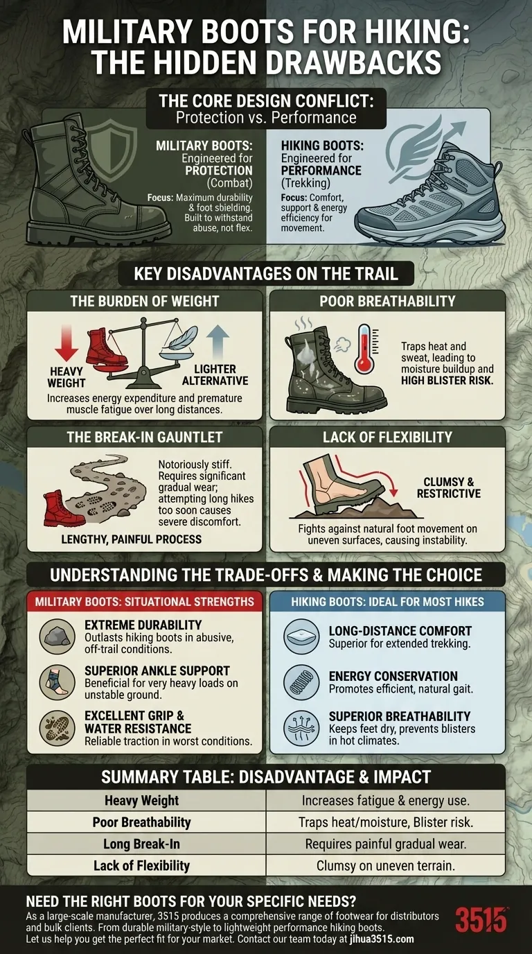 Quels sont les inconvénients de l'utilisation de bottes militaires pour la randonnée ? Lourdes, rigides et inconfortables sur le sentier Guide Visuel