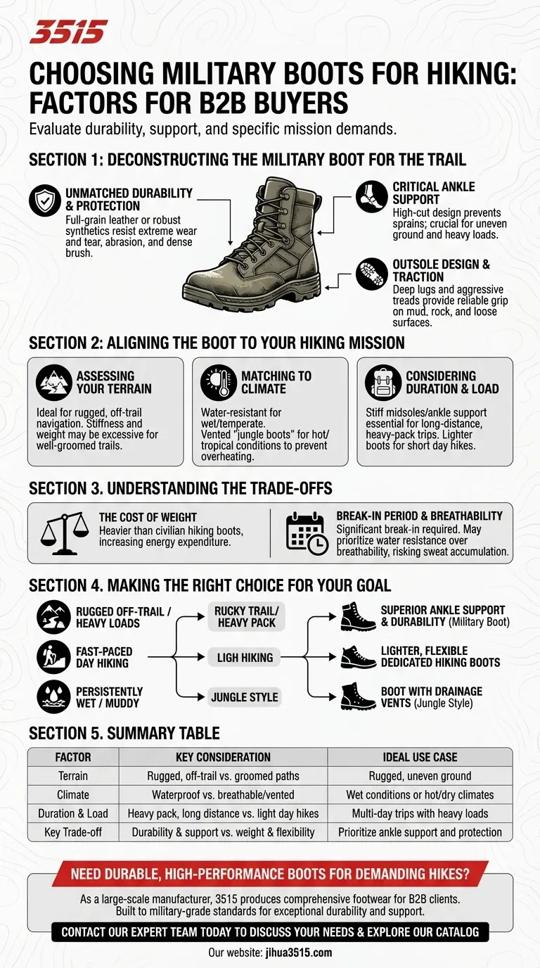 Quels facteurs faut-il prendre en compte lors du choix de bottes militaires pour la randonnée ? Durabilité vs. Poids pour votre terrain Guide Visuel