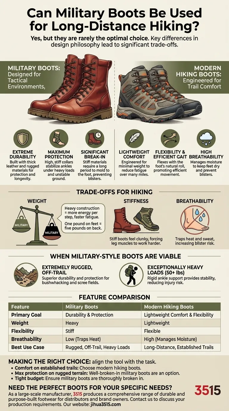 ¿Se pueden usar botas militares para caminatas de larga distancia? Comprenda las compensaciones en cuanto a comodidad y rendimiento. Guía Visual