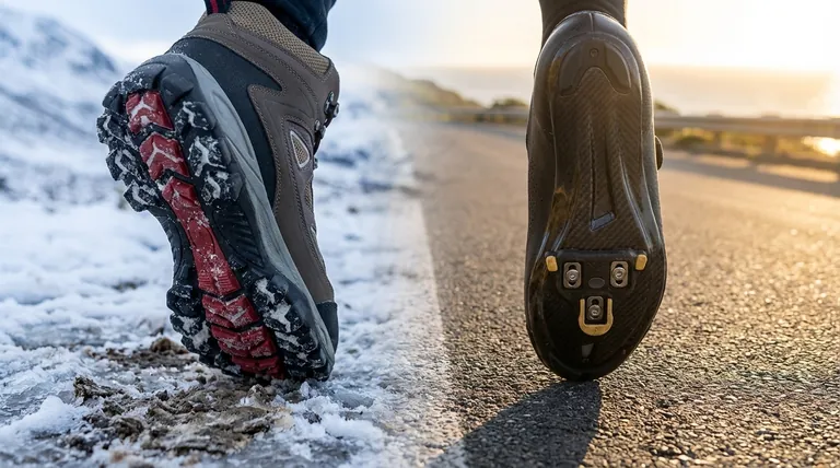 Comment la conception de la semelle des chaussures de cyclisme d'hiver diffère-t-elle de celle des chaussures d'été ? Adhérence, flexibilité et chaleur expliquées