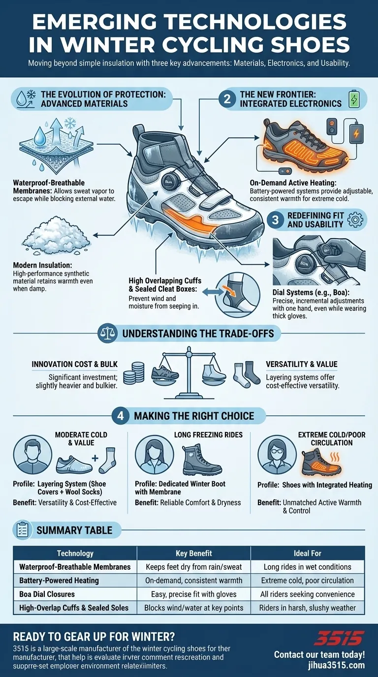 Quelles nouvelles technologies émergent dans les chaussures de cyclisme d'hiver ? Restez au chaud et au sec grâce aux systèmes avancés de chauffage et d'ajustement. Guide Visuel