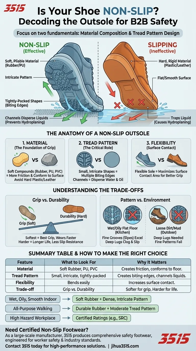 Come si può determinare se una scarpa è antiscivolo esaminando la suola? Decodificare la suola per la massima sicurezza Guida Visiva