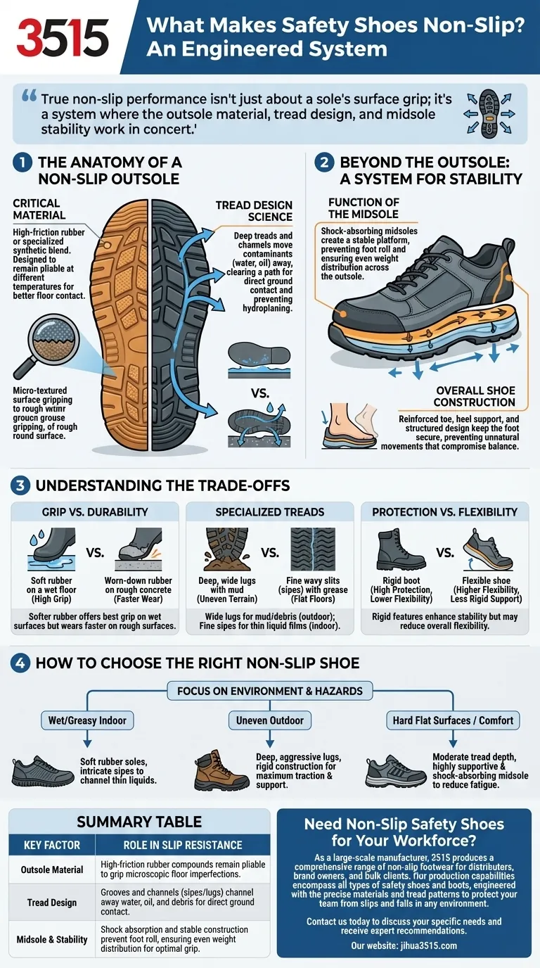 Что делает рабочую обувь нескользящей? Инженерная система для превосходного сцепления Визуальное руководство