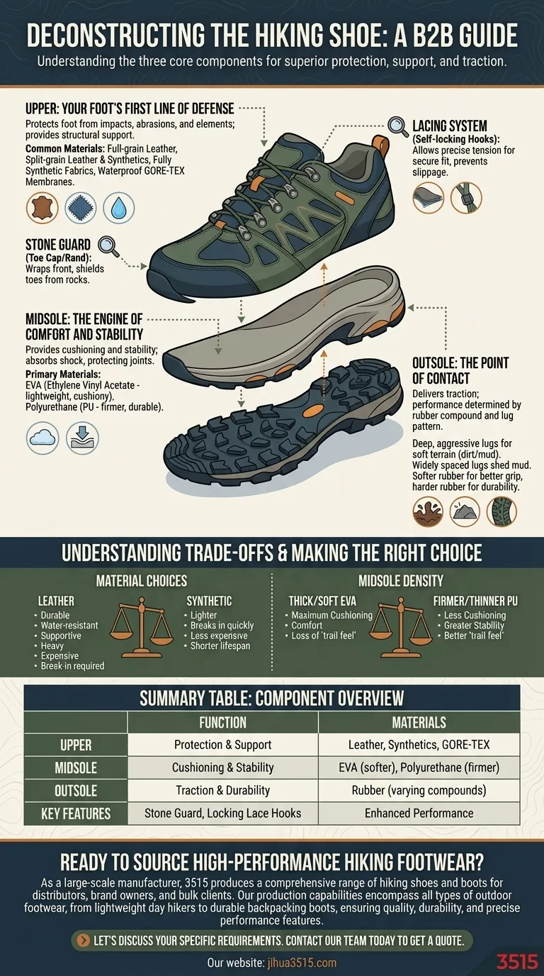 What are the four main parts of a hiking shoe? A Guide to Upper, Midsole, Outsole & More Visual Guide
