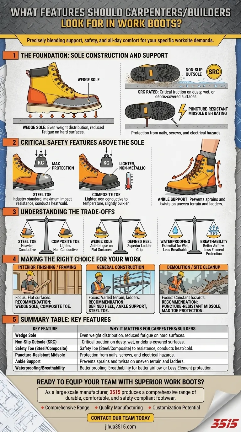 Quali caratteristiche dovrebbero cercare i carpentieri/costruttori negli scarponi da lavoro? Guida essenziale per sicurezza e comfort Guida Visiva