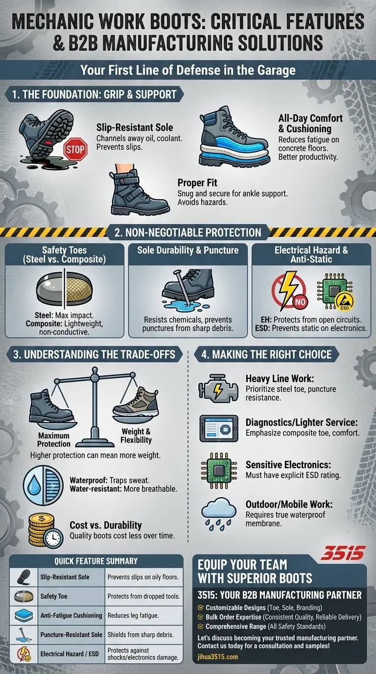 Какие характеристики должны быть у рабочих ботинок для механиков? Основное руководство по безопасности и комфорту в гараже Визуальное руководство