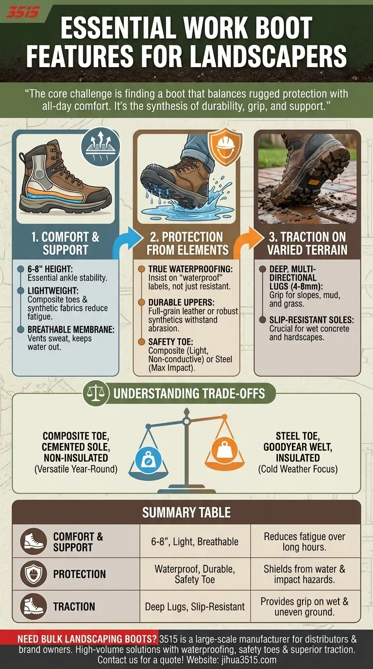 Quelles caractéristiques les paysagistes doivent-ils rechercher dans leurs bottes de travail ? Caractéristiques clés pour la sécurité et le confort Guide Visuel