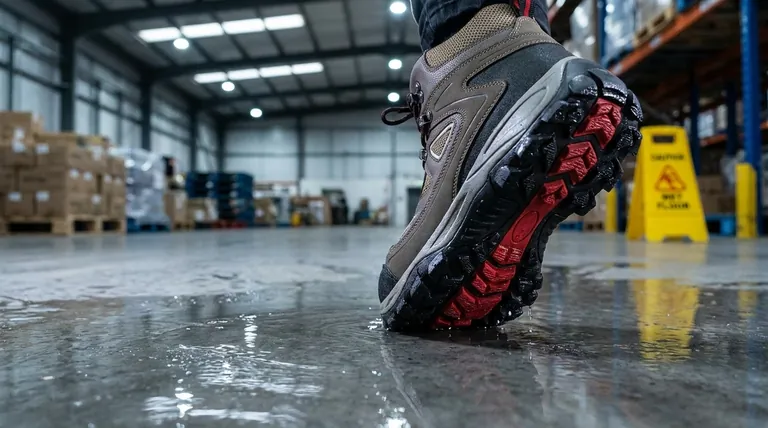 What features should workers on slick floors look for in work boots? Maximize Safety & Stability