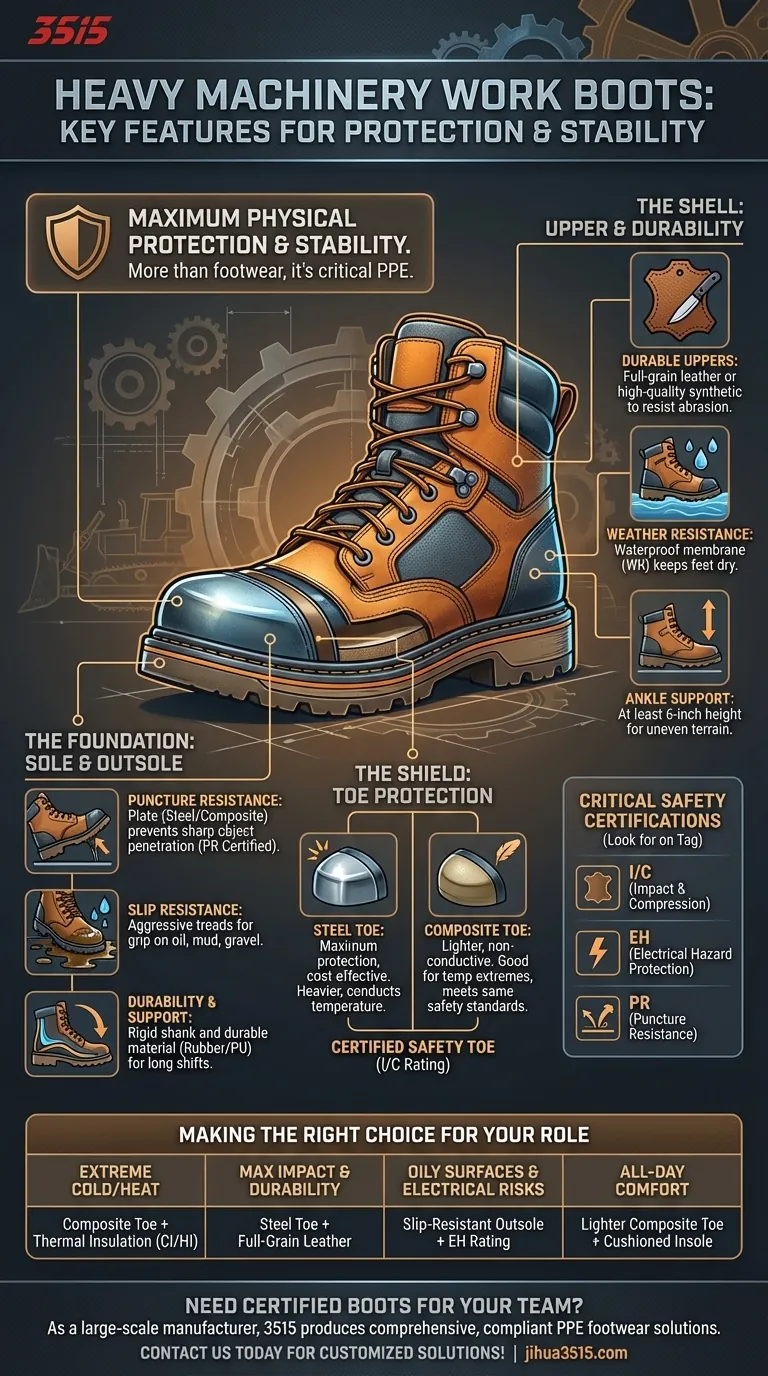 ¿Qué características deben buscar los trabajadores de maquinaria pesada en las botas de trabajo? Guía esencial de seguridad y durabilidad Guía Visual