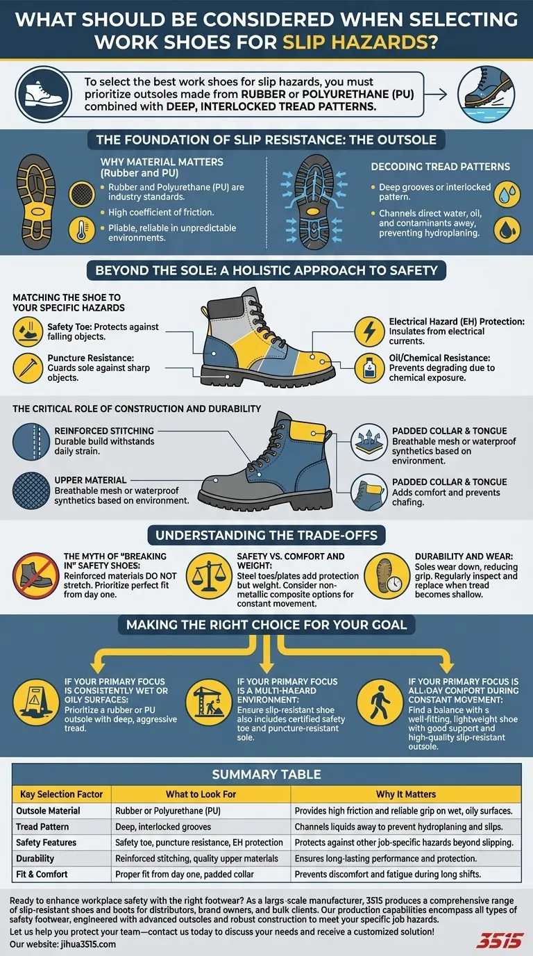 Que faut-il prendre en compte lors de la sélection de chaussures de travail pour les risques de glissade ? Prioriser l'adhérence, la sécurité et la durabilité Guide Visuel