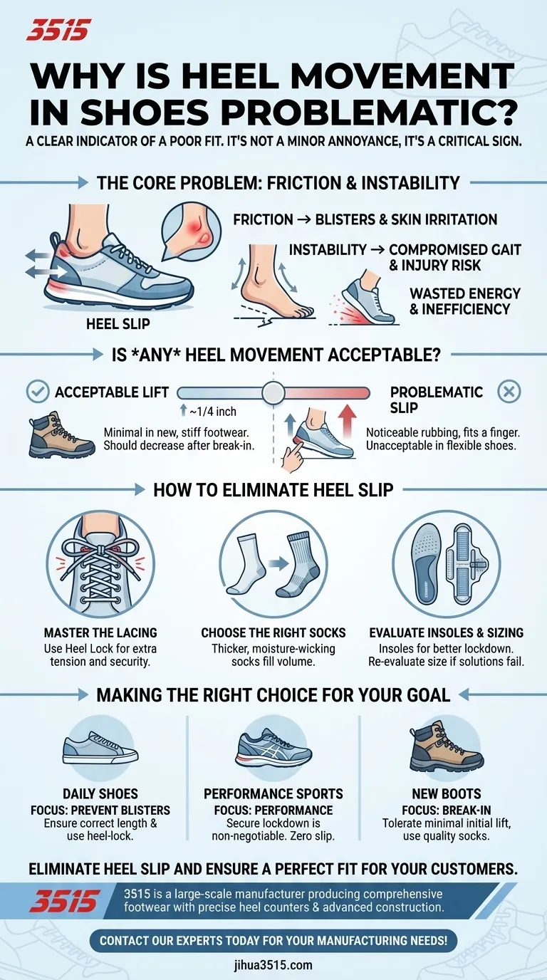 Pourquoi le mouvement du talon dans les chaussures pose-t-il problème ? Un guide pour prévenir les ampoules et améliorer la stabilité Guide Visuel