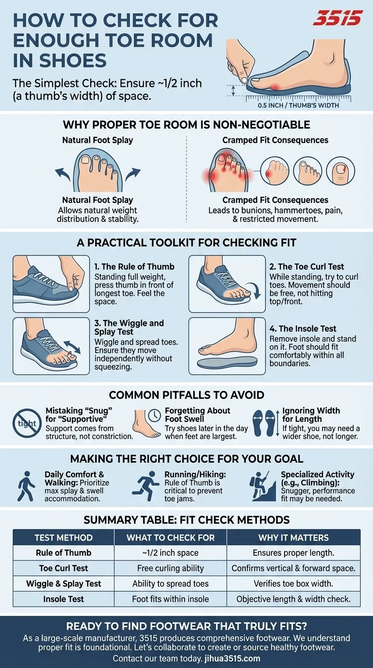 Comment vérifier s'il y a suffisamment d'espace pour les orteils dans les chaussures ? Un guide pour un ajustement de chaussure sain Guide Visuel