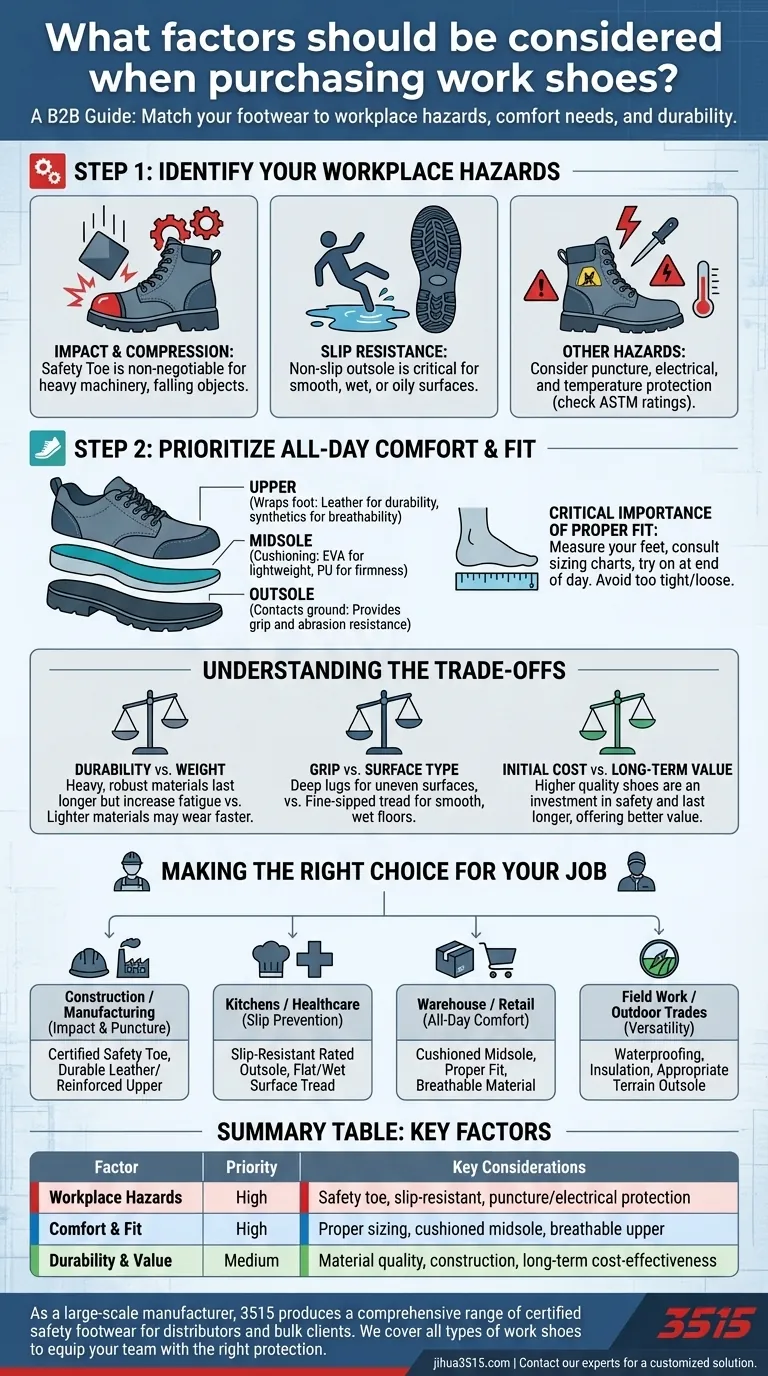 Quels facteurs faut-il prendre en compte lors de l'achat de chaussures de travail ? Un guide sur la sécurité, le confort et la durabilité Guide Visuel