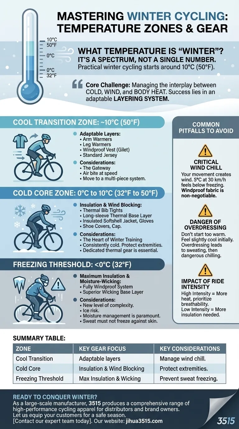 Quelle plage de température est considérée comme l'hiver pour le cyclisme ? Maîtriser le système de couches pour les sorties par temps froid Guide Visuel