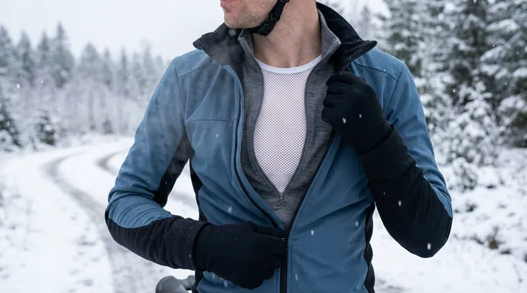 Que recommande-t-on pour le torse lors de l'habillage pour le cyclisme hivernal ? Le système de superposition ultime pour rester au sec et au chaud