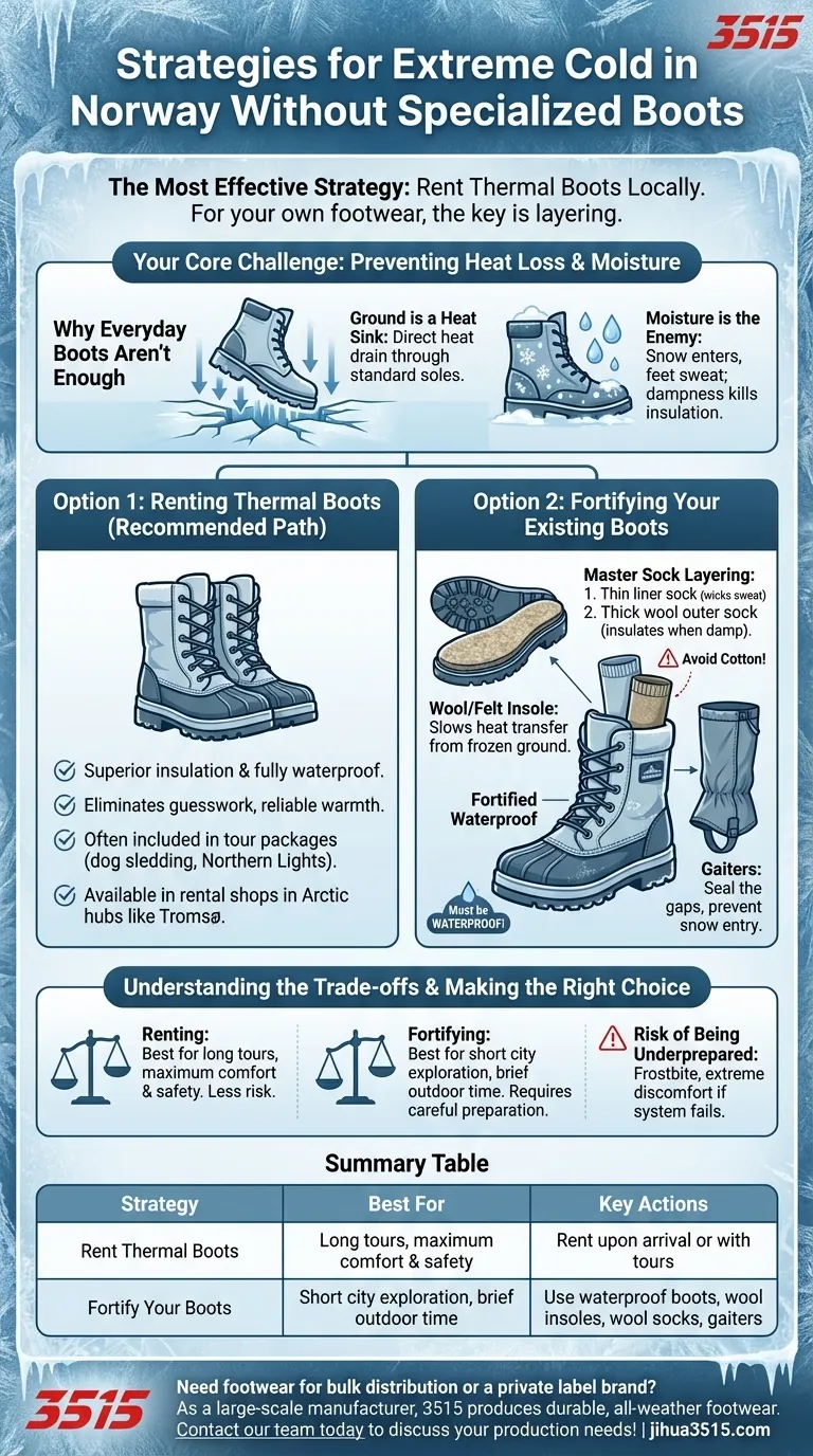 Quelles sont les stratégies pour faire face au froid extrême en Norvège sans acheter de bottes spécialisées ? Louez ou superposez pour rester au chaud Guide Visuel