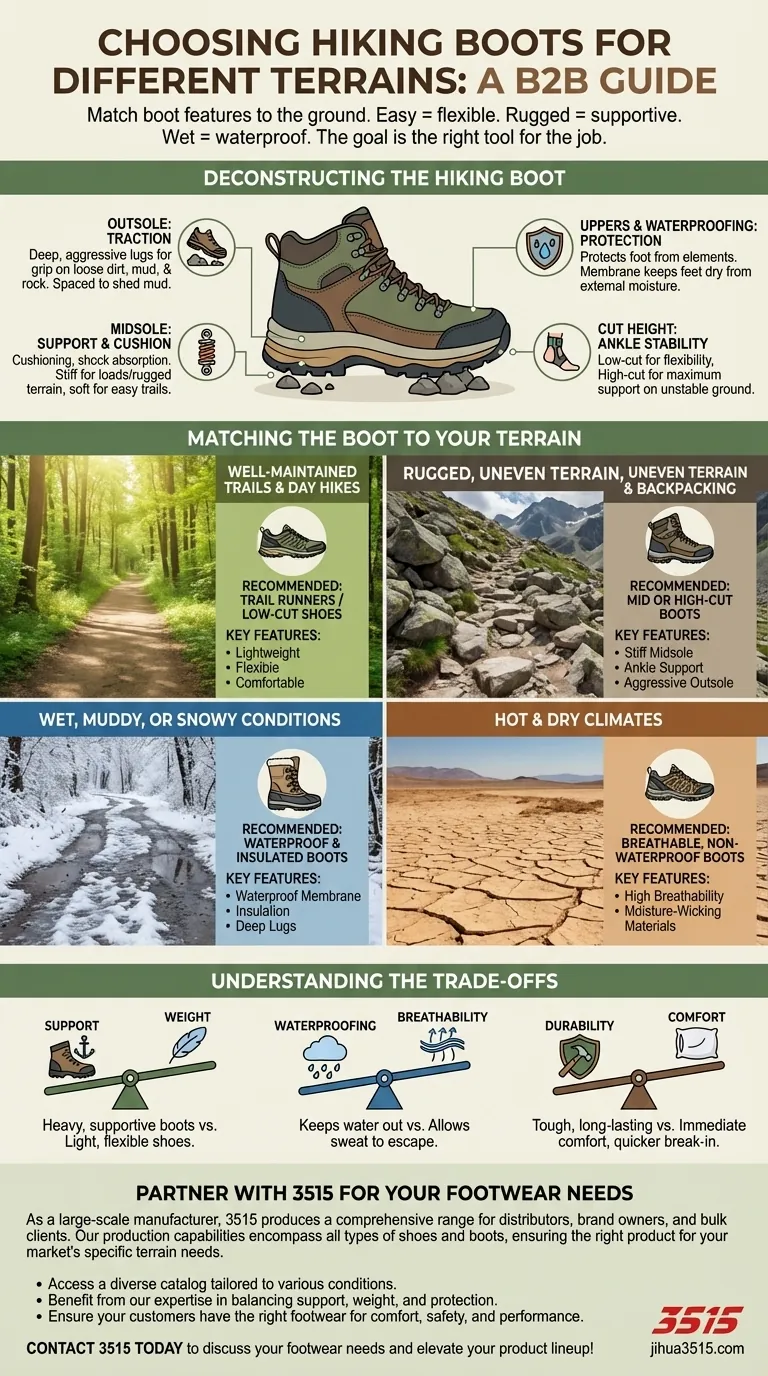 Comment choisir des chaussures de randonnée pour différents terrains ? Adaptez vos chaussures au sentier pour un confort et une sécurité ultimes Guide Visuel