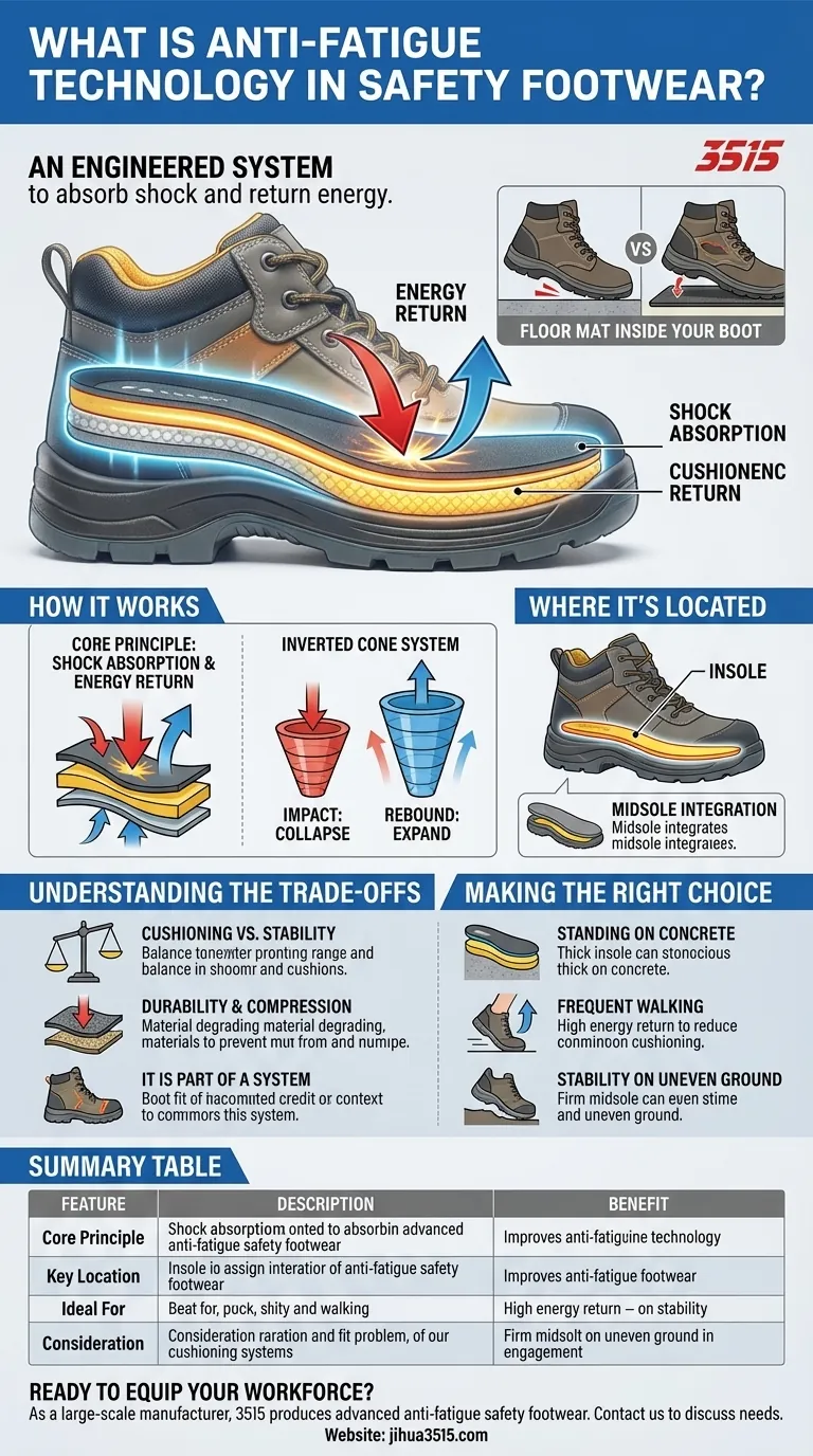 Qu'est-ce que la technologie anti-fatigue dans les chaussures de sécurité ? Réduire la fatigue des travailleurs qui sont debout Guide Visuel