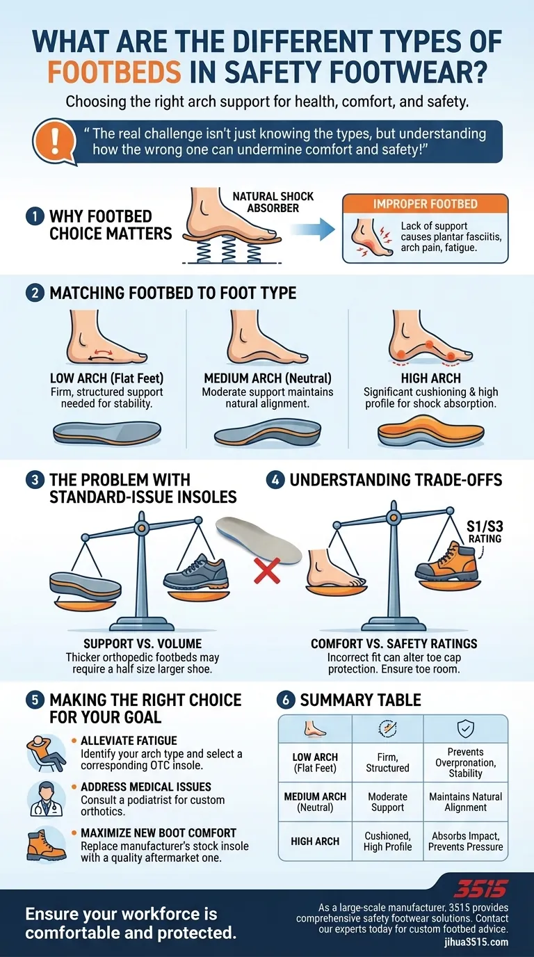 Quali sono i diversi tipi di solette nelle calzature di sicurezza? Trova il supporto giusto per il tuo arco plantare Guida Visiva
