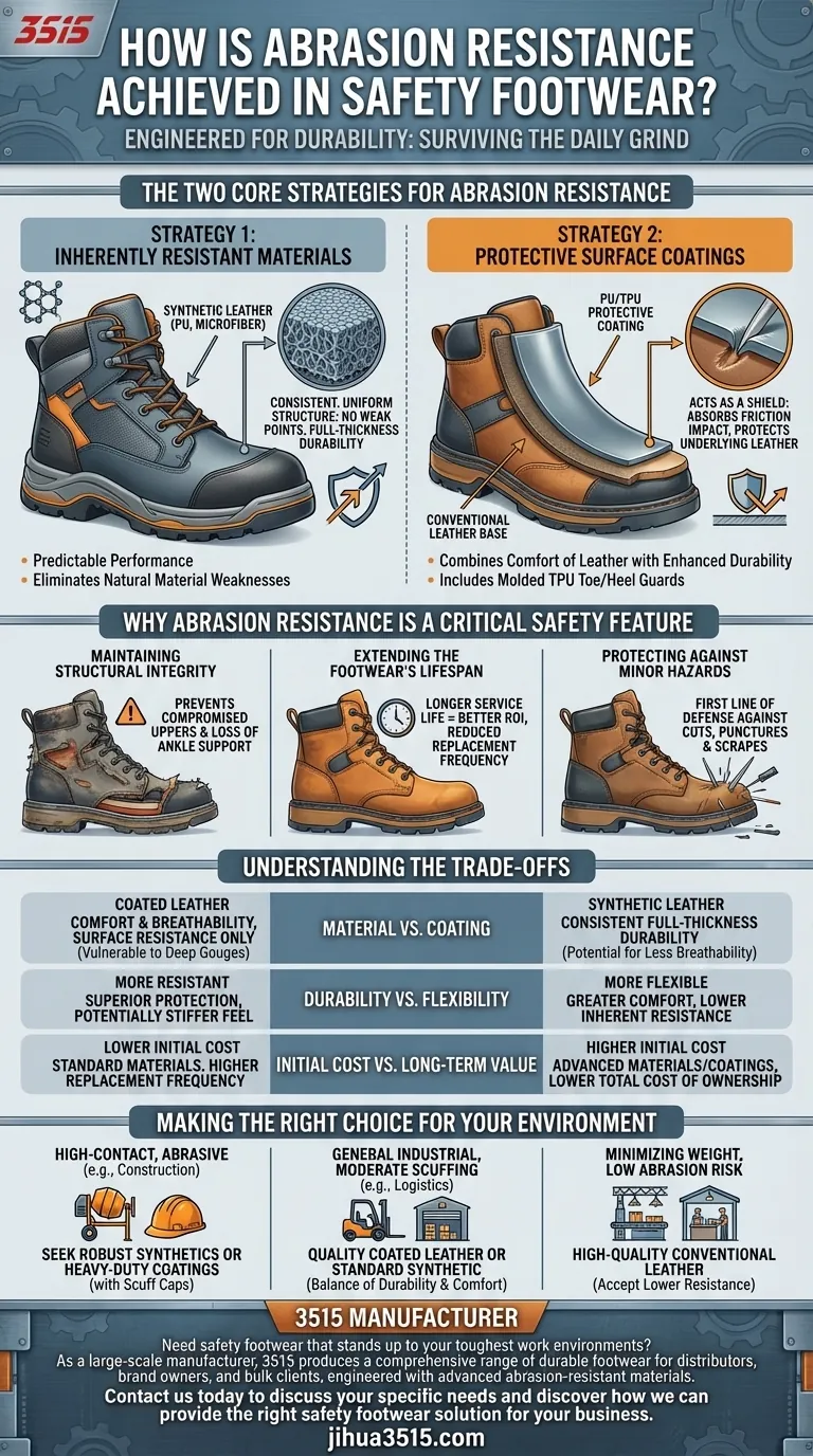 Como a resistência à abrasão é alcançada em calçados de segurança? Escolha Materiais Duráveis para Proteção Duradoura Guia Visual