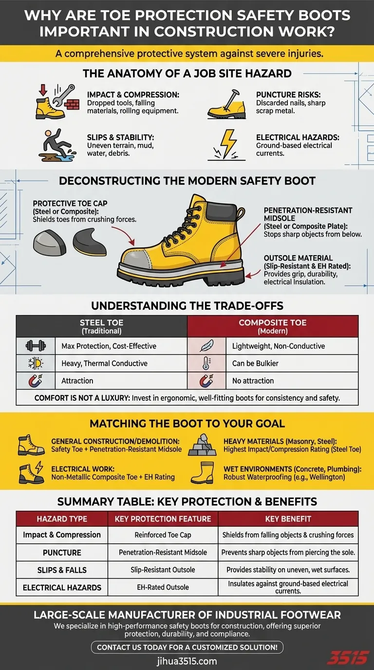¿Por qué son importantes las botas de seguridad con protección en la puntera en el trabajo de construcción? Esencial para la defensa contra impactos y perforaciones. Guía Visual
