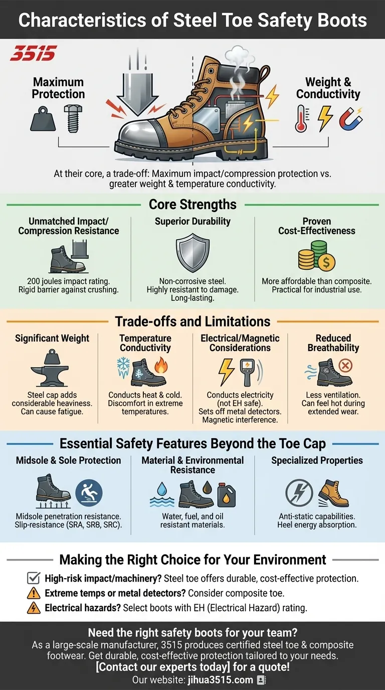 Quais são as características das botas de segurança com biqueira de aço? Proteção Máxima, Compromissos Chave Guia Visual