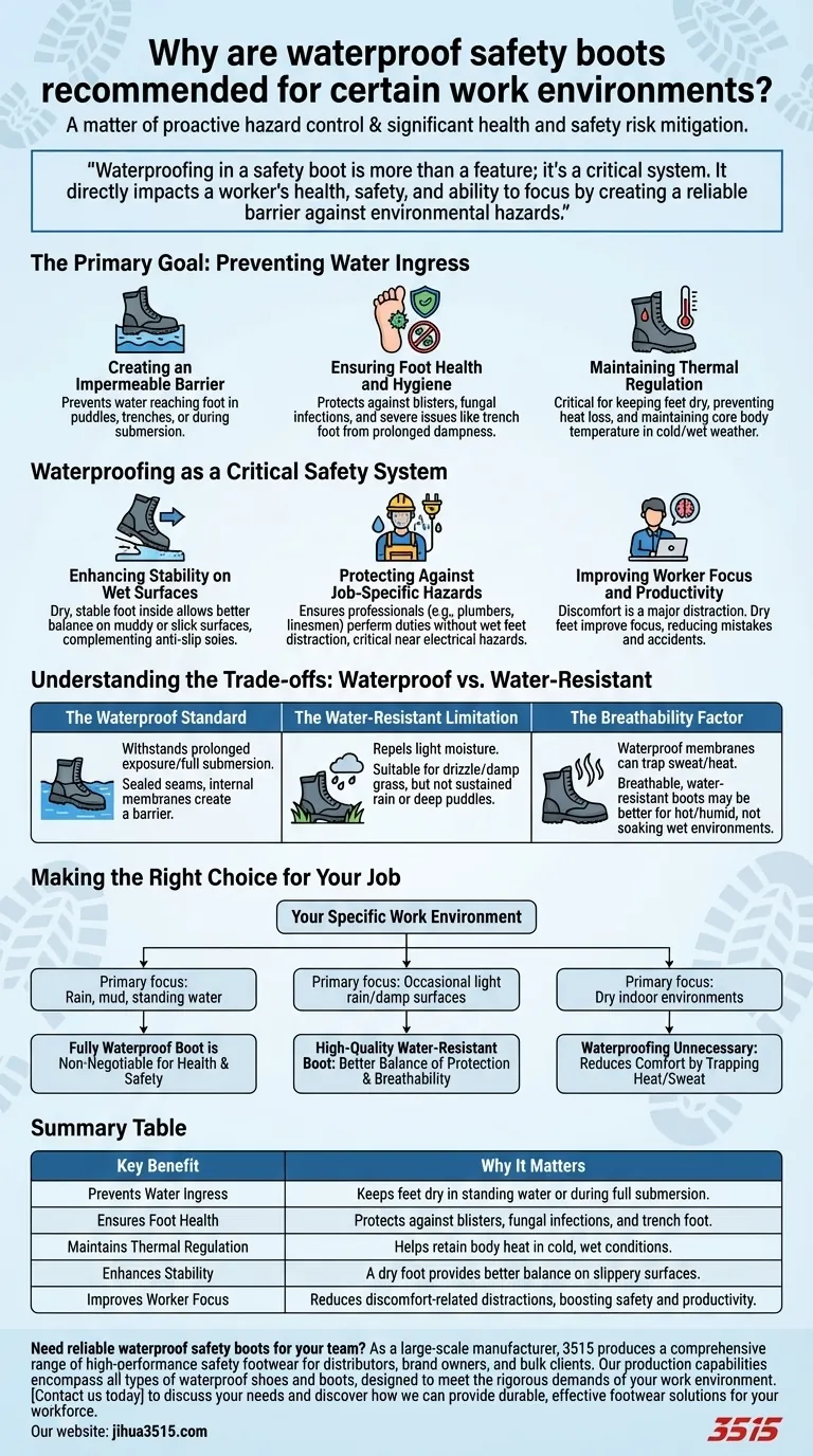 Почему водонепроницаемая защитная обувь рекомендуется для определенных рабочих сред? Важная защита для влажных и опасных работ Визуальное руководство