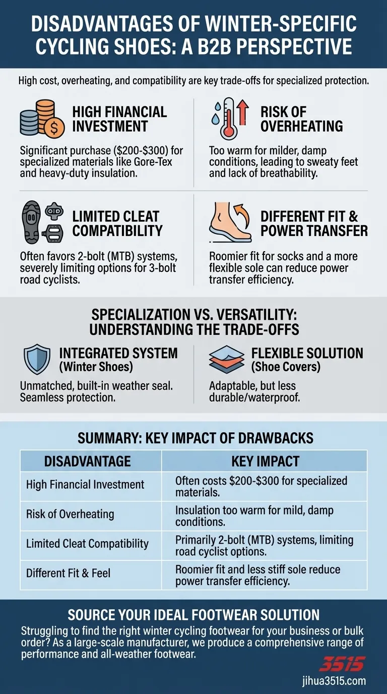 Quels sont les inconvénients des chaussures de cyclisme spécifiques à l'hiver ? Coût élevé, surchauffe et problèmes de taquets Guide Visuel