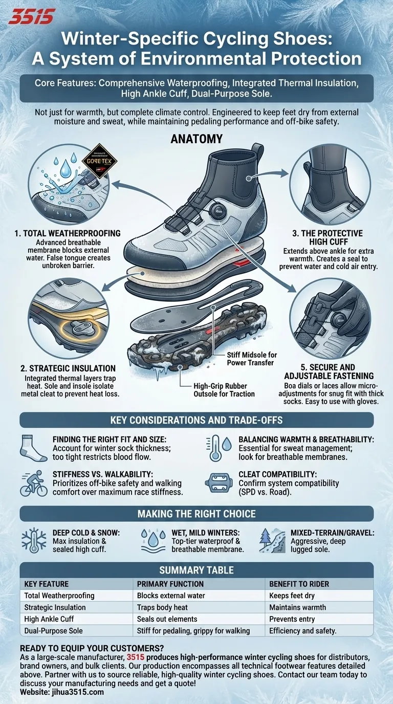Welche Konstruktionsmerkmale sind bei speziellen Winterschuhen für Radfahrer üblich? Meistere den Komfort und die Sicherheit beim Fahren bei kaltem Wetter Visuelle Anleitung