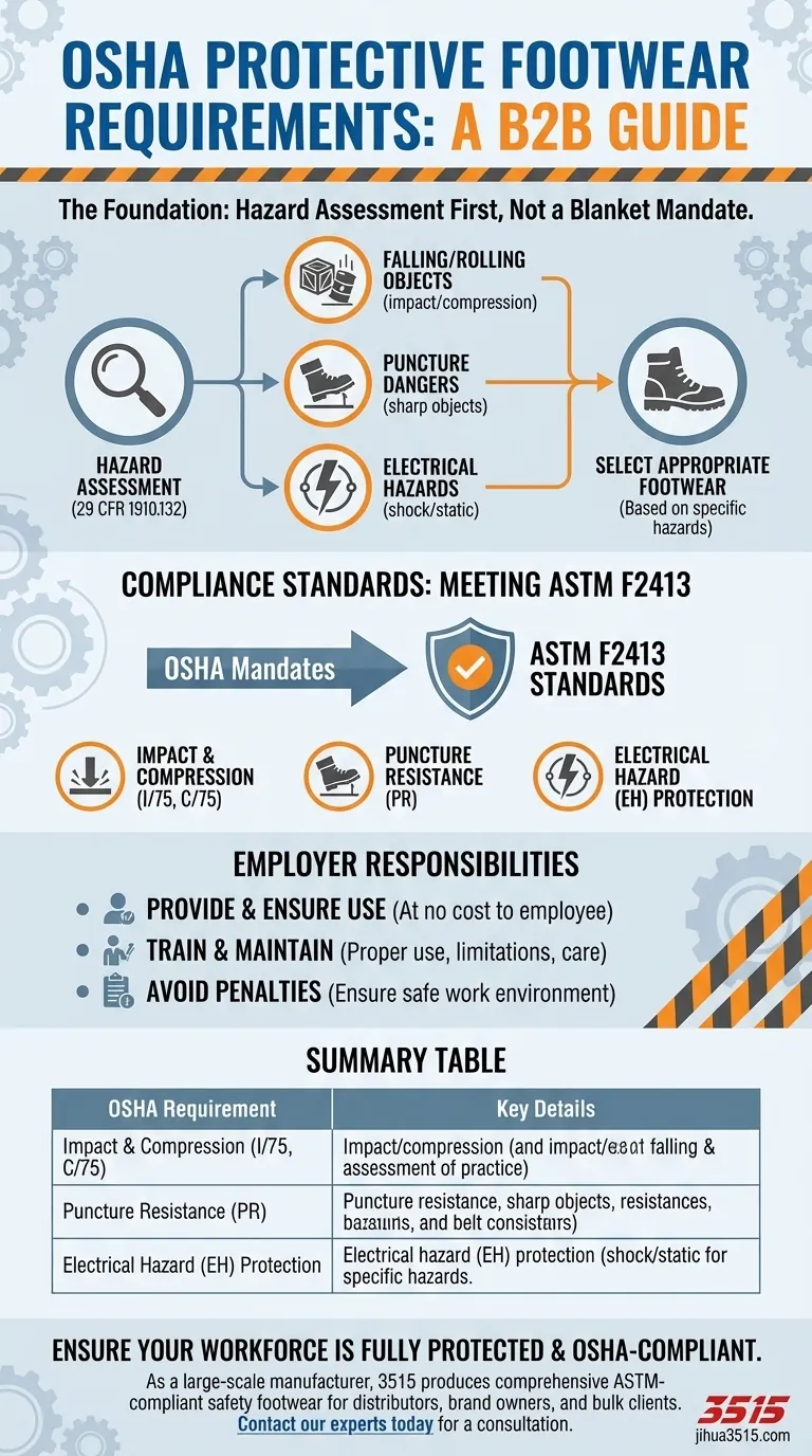 保護的な履物に関するOSHAの要件は何ですか？完全なコンプライアンスを確保し、チームを保護しましょう。 ビジュアルガイド