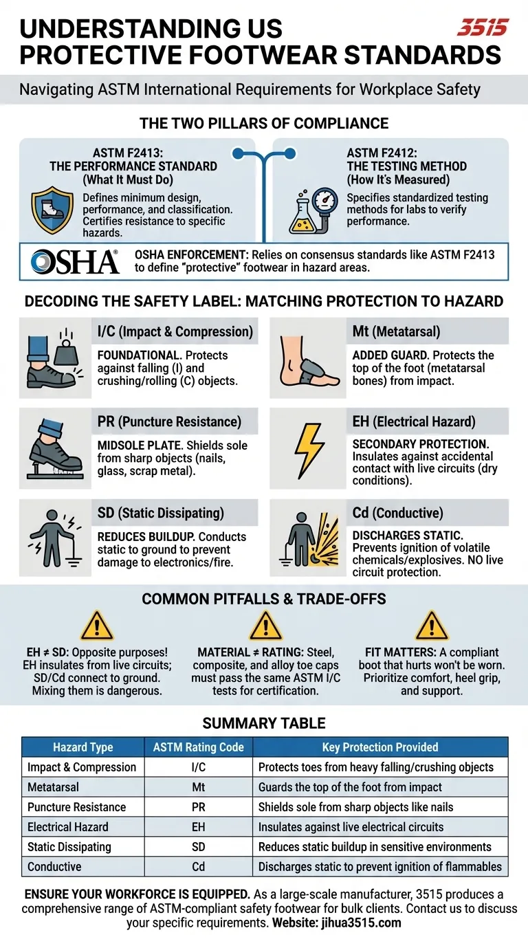 Quelles normes les chaussures de protection doivent-elles respecter ? Un guide sur la conformité aux normes ASTM F2413 et F2412 Guide Visuel
