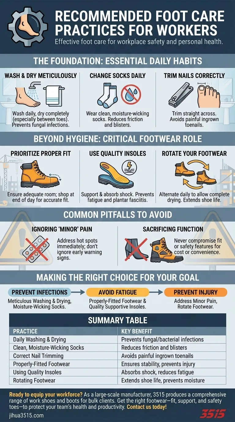 Каковы рекомендуемые практики ухода за ногами для работников? Основные советы для комфорта и безопасности Визуальное руководство
