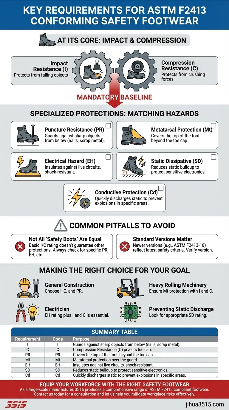 Quelles sont les exigences clés pour les chaussures de sécurité conformes à la norme ASTM F2413 ? Un guide pour choisir la bonne protection Guide Visuel