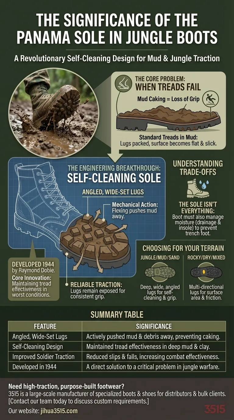 Quelle était la signification de la semelle Panama pour les bottes de jungle ? Une conception autonettoyante pour une traction imbattable en jungle. Guide Visuel
