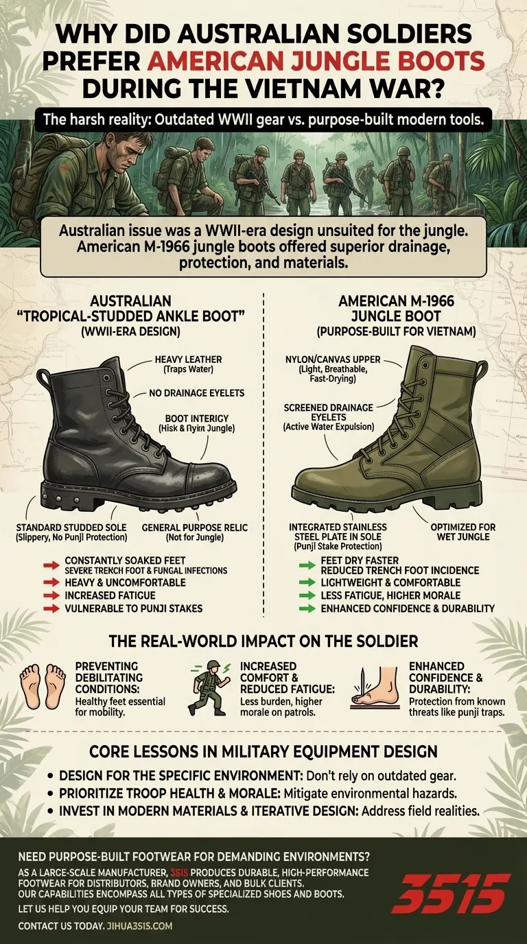 Perché i soldati australiani preferivano gli stivali da giungla americani in Vietnam? Una lezione di design incentrato sulla sopravvivenza Guida Visiva