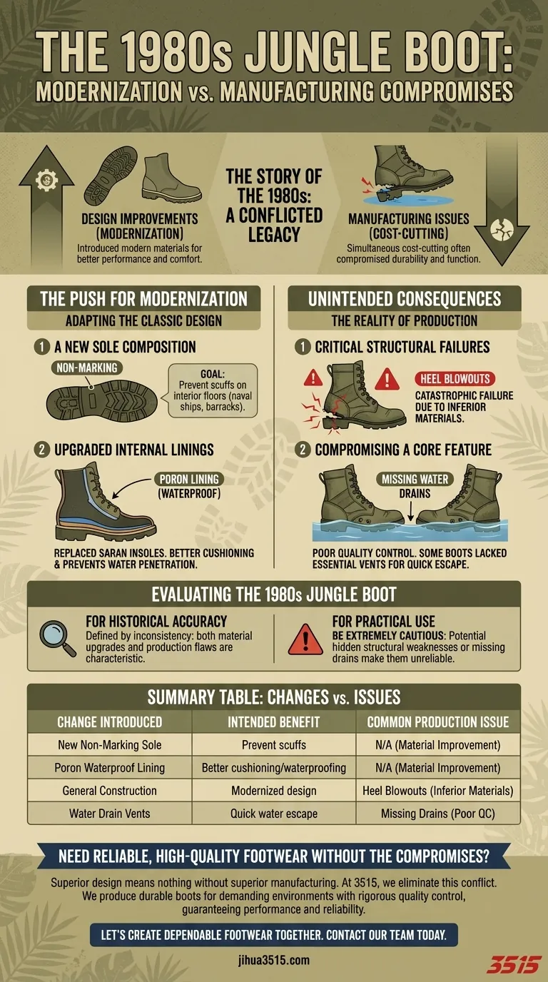 Quels changements ont été apportés aux bottes de jungle dans les années 1980 ? Une histoire d'innovation et de compromis Guide Visuel