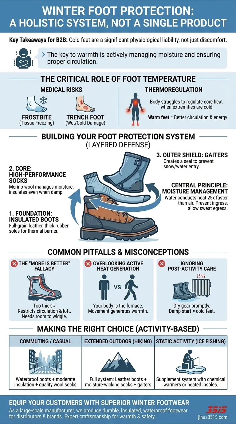 Quels sont les points clés pour protéger les pieds du froid de l'hiver ? Un système complet pour une chaleur ultime Guide Visuel