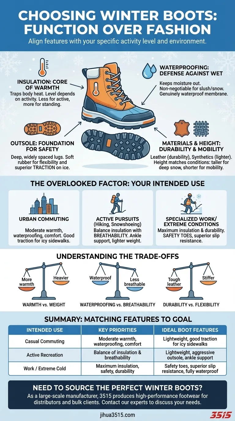 Que faut-il considérer lors du choix de bottes d'hiver ? Un guide sur la fonctionnalité, la chaleur et la sécurité Guide Visuel