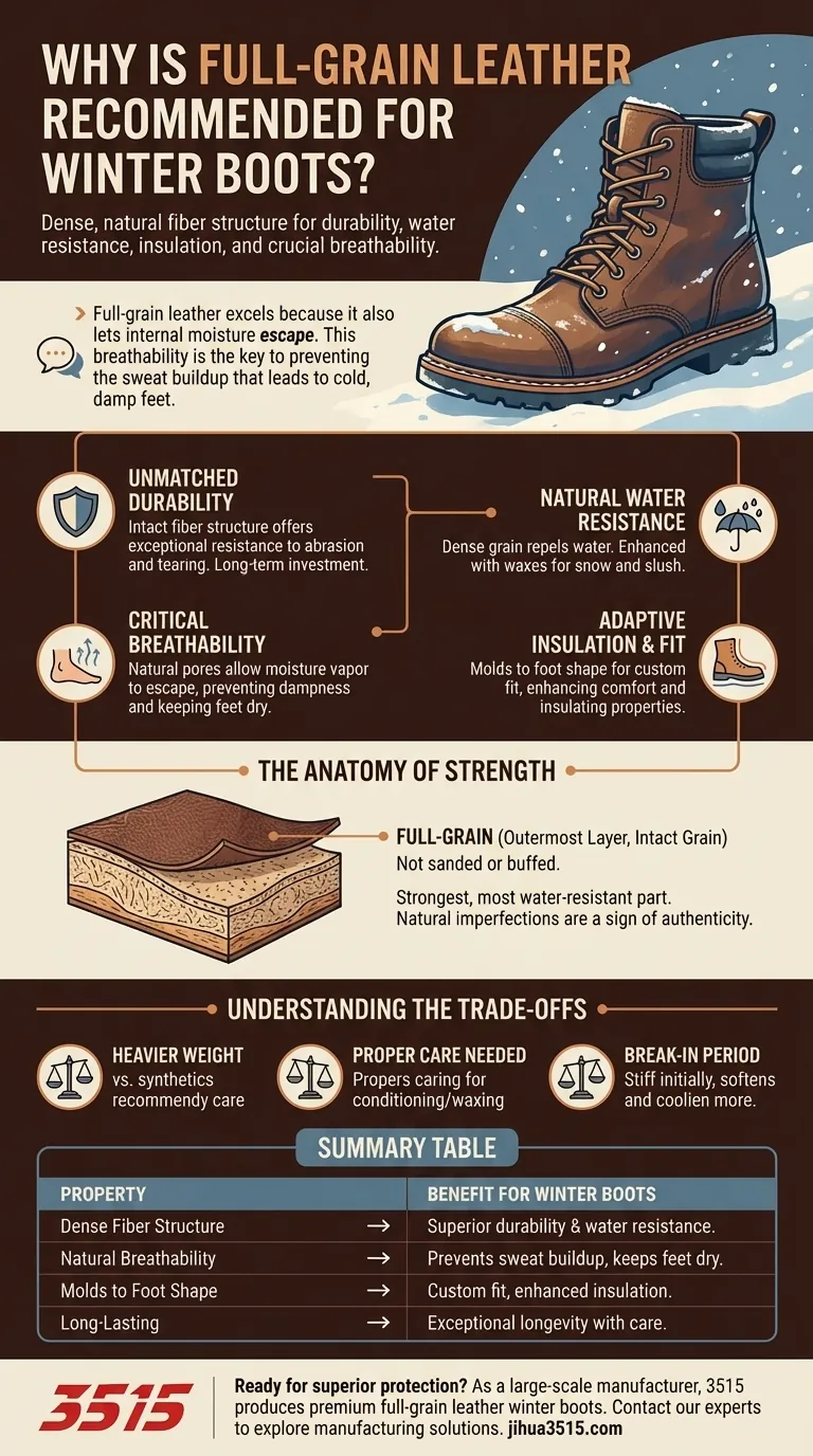 Pourquoi le cuir pleine fleur est-il recommandé pour les bottes d'hiver ? Durabilité et respirabilité imbattables Guide Visuel