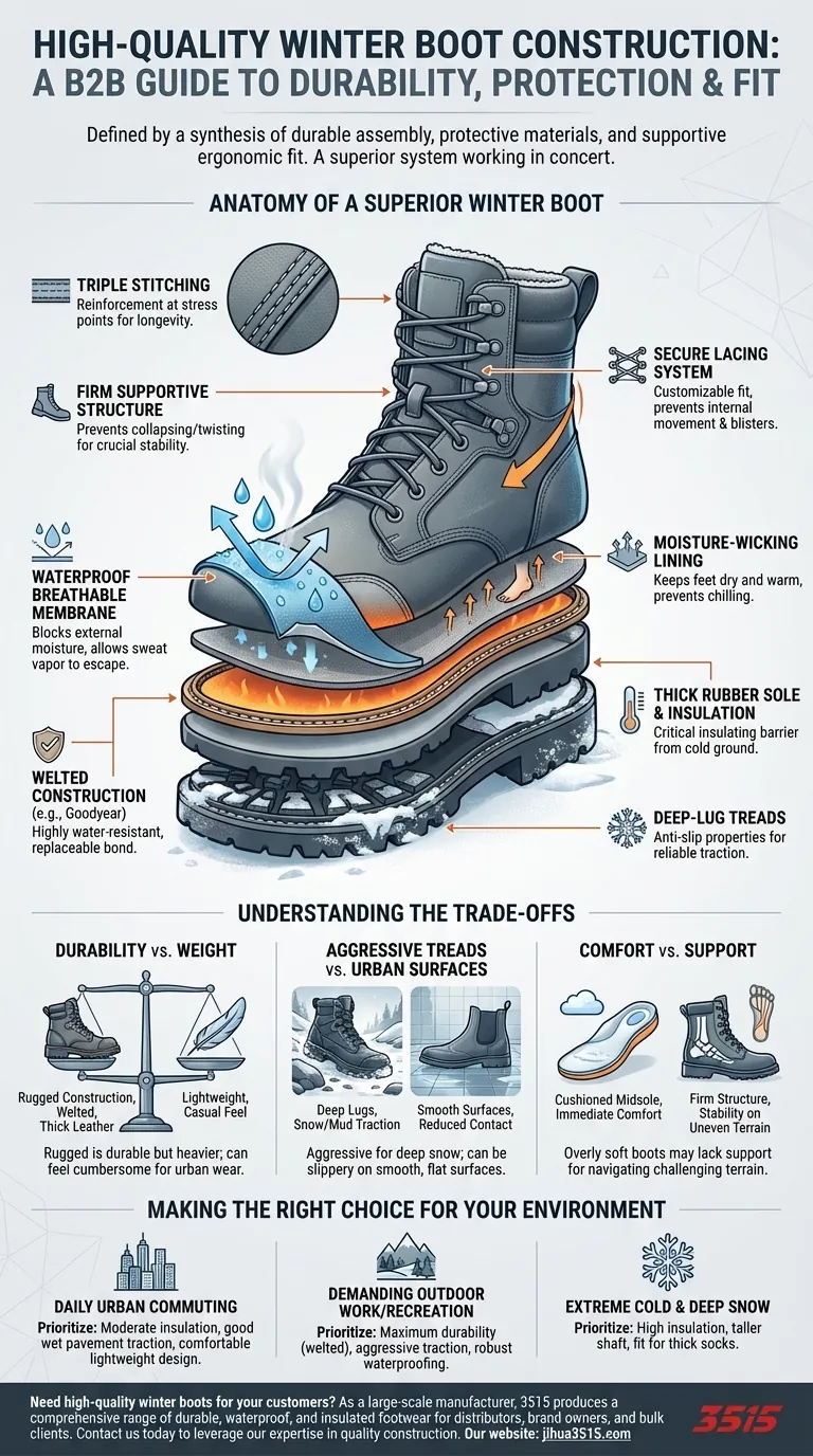 Quelles caractéristiques indiquent une construction de bottes d'hiver de haute qualité ? Signes clés de chaussures durables et protectrices Guide Visuel