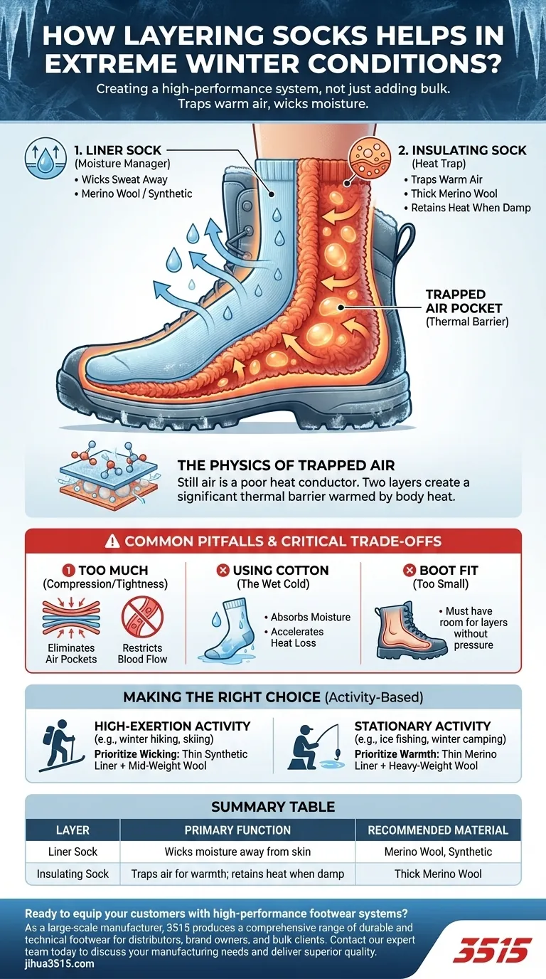 Comment le port de chaussettes superposées aide-t-il dans des conditions hivernales extrêmes ? Maîtriser le contrôle climatique de vos chaussures. Guide Visuel