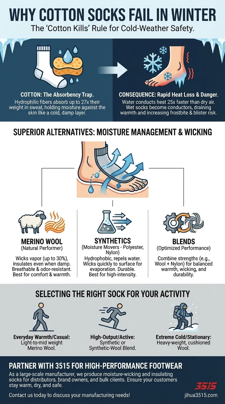 Pourquoi faut-il éviter les chaussettes en coton en hiver ? Restez au chaud et en sécurité avec les bons matériaux Guide Visuel