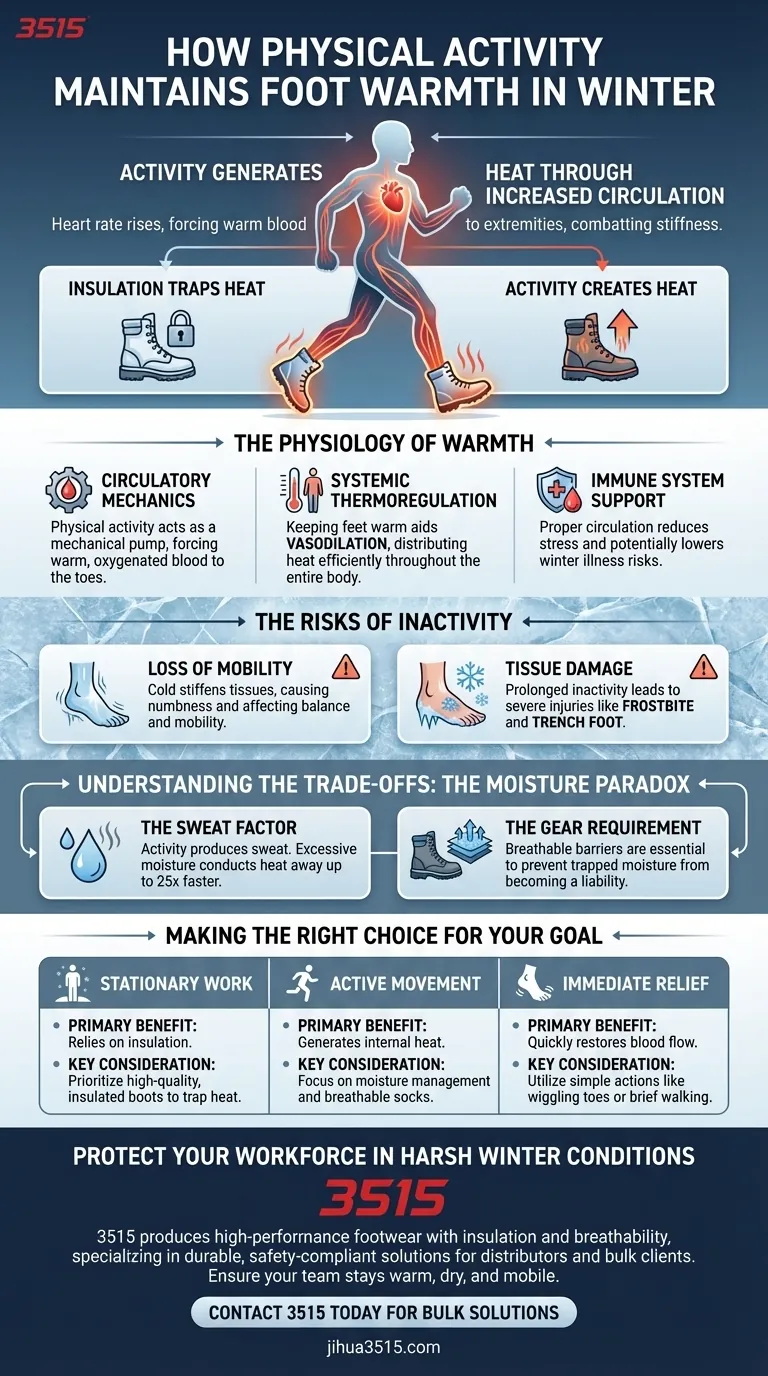 Wie hilft körperliche Aktivität, die Füße im Winter warm zu halten? Wärme erzeugen und die Durchblutung verbessern Visuelle Anleitung